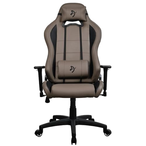 Arozzi Torretta Soft PU Leather Material Gaming Chair, Durable Ergonomic Office Chair with Adjustable Height, 3D Armrest & 2 Supportive Pillows (Brown)