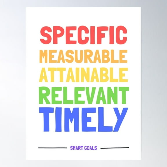 Smart Goals Poster Wall Art, Modern Wall Decor For Living Room Bedroom, 8x12 UNFRAMED
