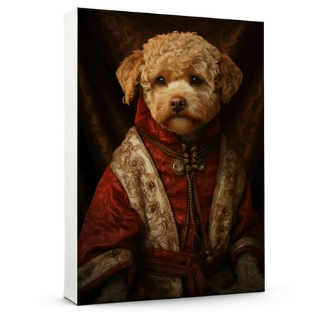 Lagotto Romagnolo Pet Portrait in a Royal Costume Dog in a Costume Portrait Dog in Attire Portrait Canvas Print Medieval Pet Portrait Renaissance Animal Portrait on Canvas