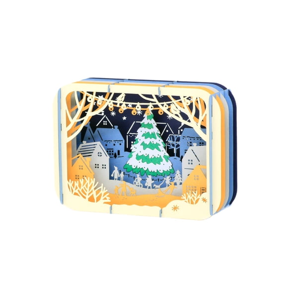 Holiday Night 3D Pop Up Greeting Card - 3D Pop Up Card for Christmas,  Holidays, Noel, Handmade Laser Cut Greeting Card, Greeting Card for all Occasions, Congratulations, Thank you, Anniversary