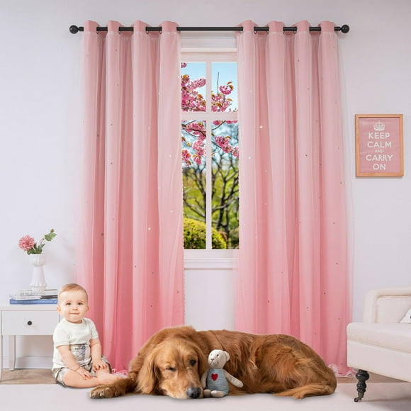 Cortina Yancorp Rainbow Ombre Pink 132 x 244 cm para habitación infantil