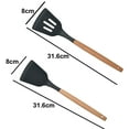 thumbnail image 2 of Juego de 2 utensilios de silicona antiadherentes con mangos de madera redondeados para cocinar y hornear, 2 of 5