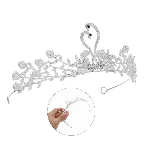TOYMYTOY Lightweight White Bridal Swan Crown Tiara for Wedding and Party Decoration