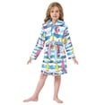 thumbnail image 6 of FORMRS Niños Bathrobe Unisex Hooded Robe Soft Plush Pajamas Sleepwear, Size 7-9T, Yellow Hand Drawn Sailboats, 6 of 7