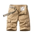 thumbnail image 1 of pstuiky Hombres bajos, Pantalones cortos cargo de talla grande para hombre, con múltiples bolsillos, holgados, para playa y verano Pantalones cortos para correr para hombre, 1 of 9