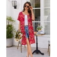 thumbnail image 4 of EKOUAER Women Zip Up Robe Short Bathrobe Lightweight House Coats Floral Print House Dress with Pockets Nightgown, 4 of 6