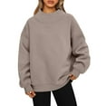 thumbnail image 3 of Womens Oversized Sweatshirts Highneck Pullover Long Sleeve Hoodies Tops Fall Fashion Outfits Clothes Coffee Color L, 3 of 8