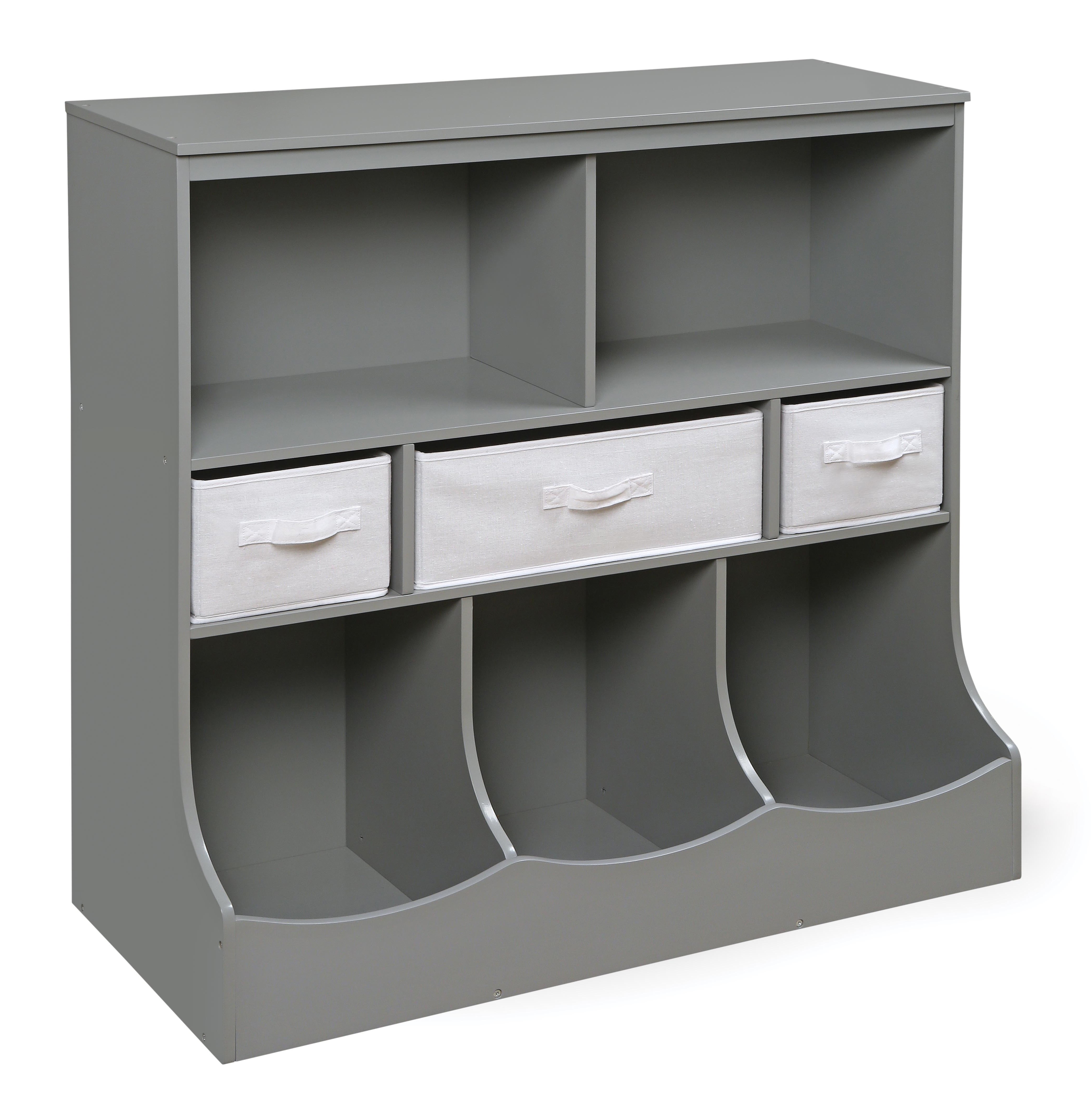 badger basket combo bin storage unit with three baskets gray