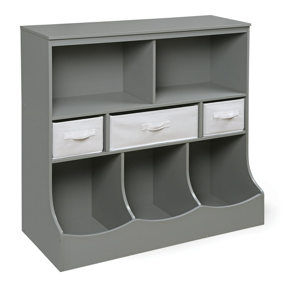badger basket combo bin storage unit with 3 baskets gray
