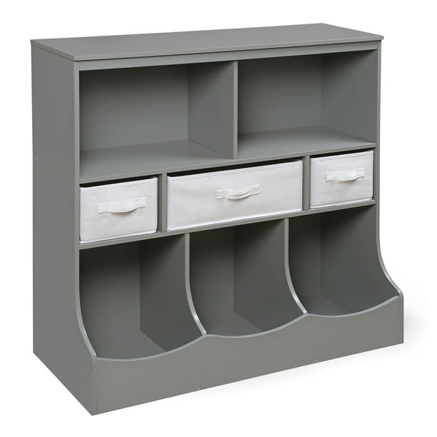 badger basket combo bin storage unit with three baskets gray