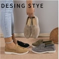thumbnail image 6 of Women's Buckle Decorated Tank Top Velvet Round Toe Low Heel Khaki Flat Shoes shikongkuajing, 6 of 6