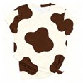 thumbnail image 6 of Women's Crew Neck Cow Print Short Sleeve T‑Shirt, Casual Loose Fit Tee Top, 6 of 6
