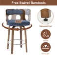 thumbnail image 4 of FANCROU 26 inch Swivel Counter Height Bar Stools Set Of 2, PU Leather Seat With Color-Blocked Square Cushion, Bentwood Walnut Color Back And Legs, Mixed Color, 4 of 6