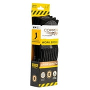 Copper Fit® Work Gear Work Socks, Crew Length with Advanced Cushioning, Black, 2-Pack, Small/Medium