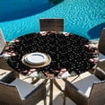 thumbnail image 6 of Black Christmas Round Tablecloth, Fitted Table Cover with Elastic for 36"-44" Round Tables, Cute Snowman Elk Xmas Tree Winter Snowflakes Table Cloth Outdoor Dinning Party Waterproof Tablecloths, 6 of 7