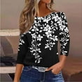 thumbnail image 6 of 3/4 Sleeve Shirts for Women Loose Crewneck Pullover Basic Tees Tops Dressy Casual Ladies Graphic Tunic Blouses, 6 of 8