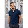 thumbnail image 4 of COOFANDY Men Henley Shirt Short Sleeve Casual Basic Tee Summer Fitted Cotton Soild T Shirt, 4 of 9