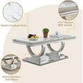 thumbnail image 4 of 46.85" Marble Coffee Table, Rectangular Faux Marble Top with Silver Mirrored Stainless Steel Double O-Base, for Living Room, Hallway, Lounge Area, 4 of 5