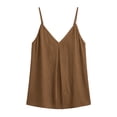 thumbnail image 6 of Edvintorg Women Tank Tops Summer Loose Fit Spaghetti Straps V Neck Casual Vacation Shirts Womens Summer Clothes Brown L, 6 of 8
