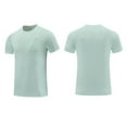 thumbnail image 4 of MIXUE Mens T-Shirts Solid Color Round Neck Short Sleeve Sports Summer Casual Fitness Commuting Mountaineering Pullover Tops Tee Shirts Streetwear,Green,XL, 4 of 6