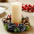 thumbnail image 5 of Christmas Decorations, Artificial Candle Holder Wreath with White Berries Pine Cones and Green Branches Holiday Table Centerpiece for Christmas Dinner Party Home Décor, 5 of 6