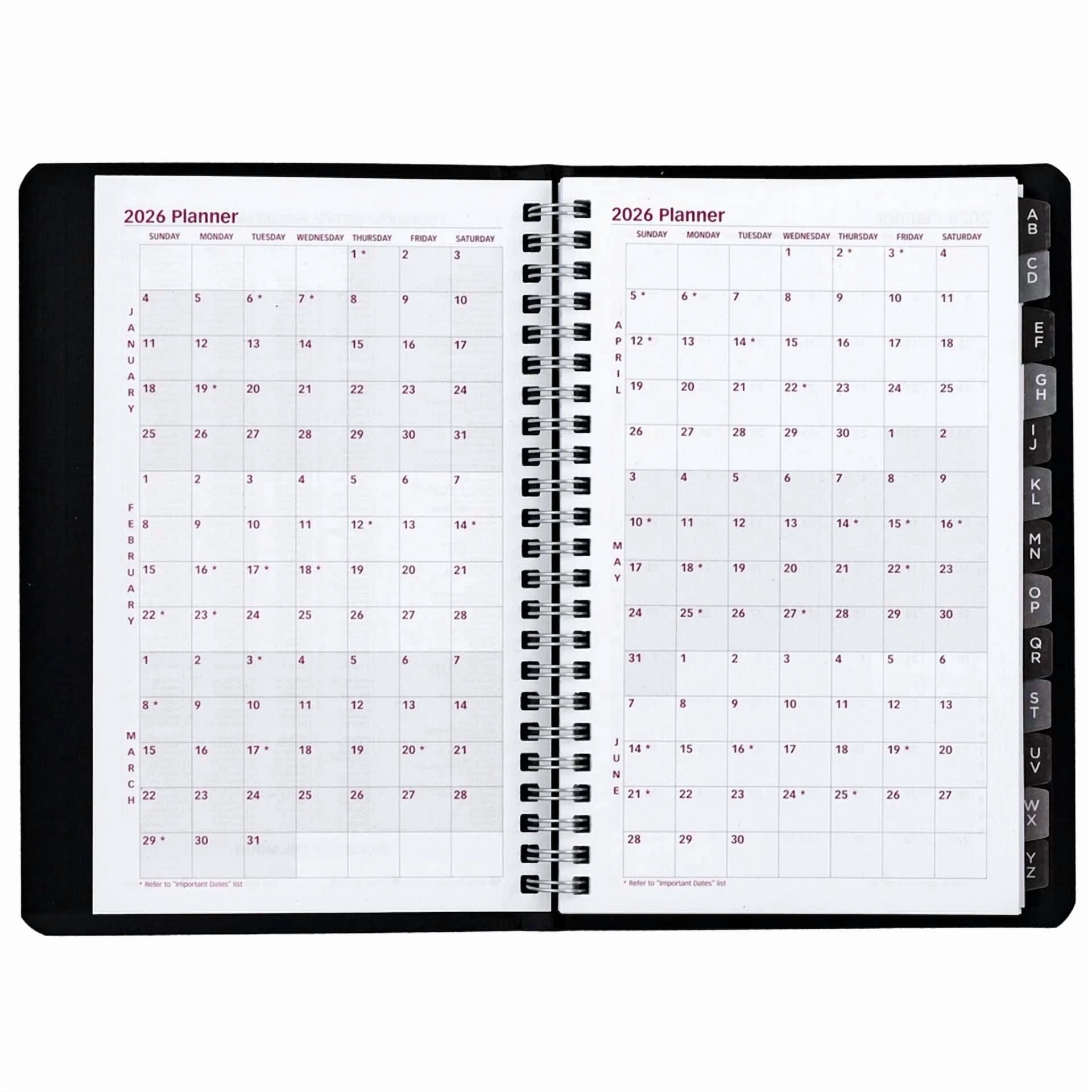 2026 Brownline Cb100.Blk Weekly Planner With Telephone Address Section, 8 X 5"