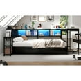 thumbnail image 6 of Jopath Twin Size Daybed Frame with Bookcase and 2 Underbed Storage Drawers, Modern Twin Corner Bed with LED Light and Reversible Left or Right, for Bedroom Living Room Guest Room Black, 6 of 9