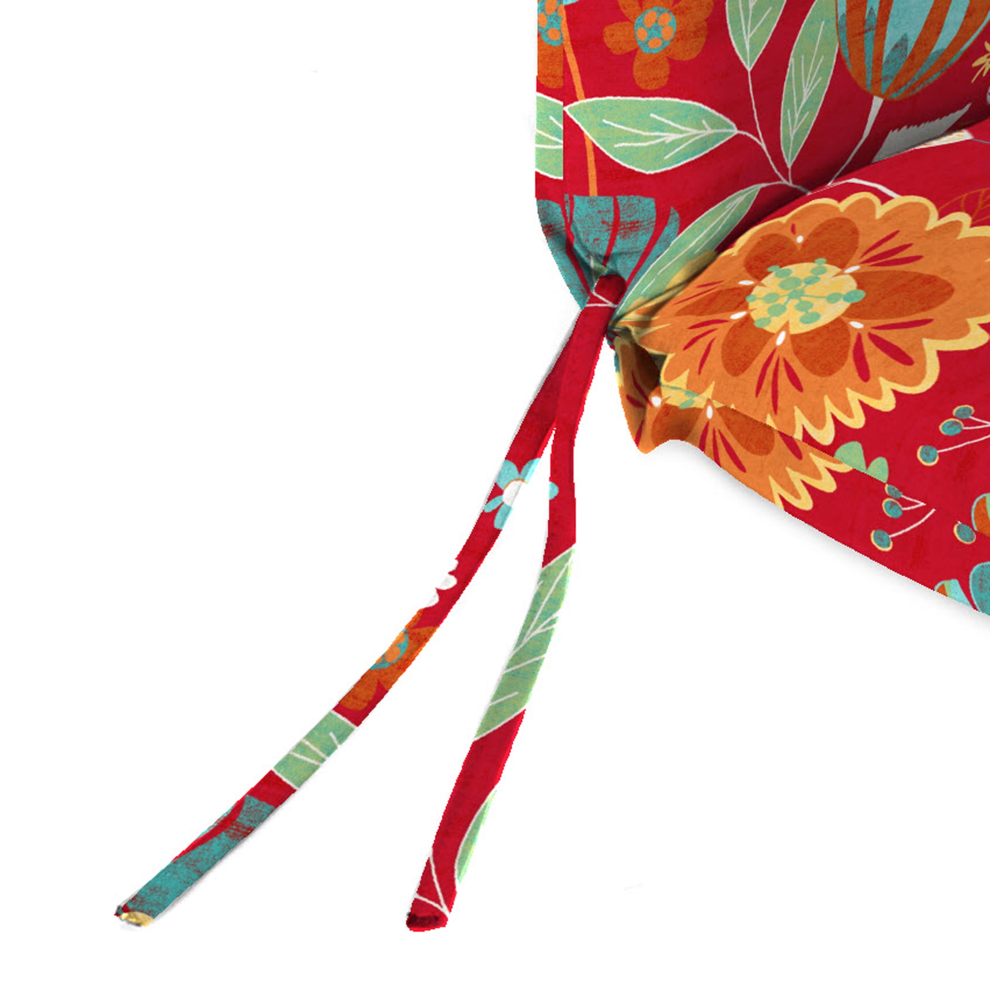 Jordan Manufacturing 44" x 22" Avianna Saxony Red Floral Rectangular Outdoor Chair Cushion with Ties and Hanger Loop