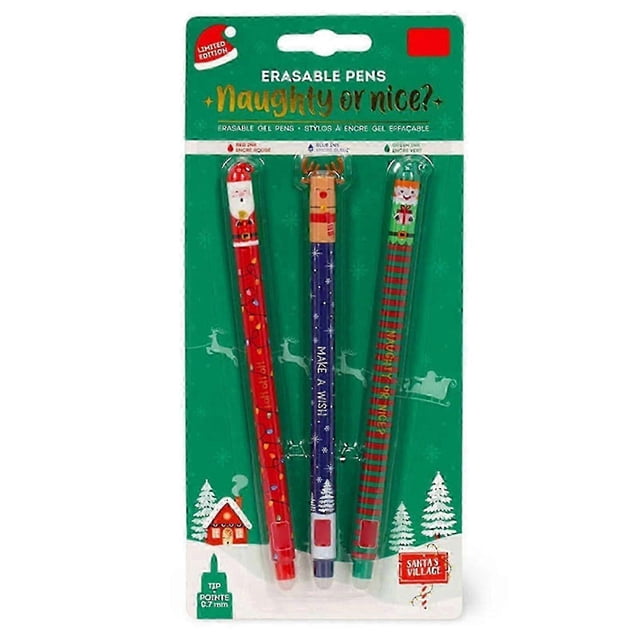 3Pcs Christmas Erasable Pen Set Legami Gel Pens Festive Stocking Stuffer Holiday Gifts 25-26