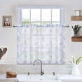 thumbnail image 3 of 2 Panels Semi Sheer Voile Tier Curtains, Linen Floral Printed Rod Pocket Small Curtain, 3 of 8