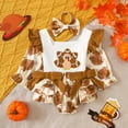 thumbnail image 2 of Gvdentm Baby Girl Plaid Romper Baby Sweatshirt Romper Girl Festival Clothes Fall Winter Outfits with Headband(Brown,12-18 Months), 2 of 7