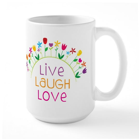 CafePress - Live Laugh Love Large Mug - 15 oz Ceramic Large White Novelty Mug