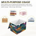 thumbnail image 6 of Yayeee Collapsible Cube Storage Bin with Lid Fabric Closet Decorative Basket with Handles, Colorful Waves Pattern, 6 of 7
