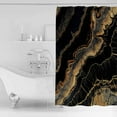 thumbnail image 4 of Extra Long Shower Curtain 72x96 Inch, Black Gold Wave Shower Curtain Waterproof Bathroom Decor Abstract Coastal Ocean Geometric Fabric Bath Curtain Set Accessories with Hooks, 4 of 6