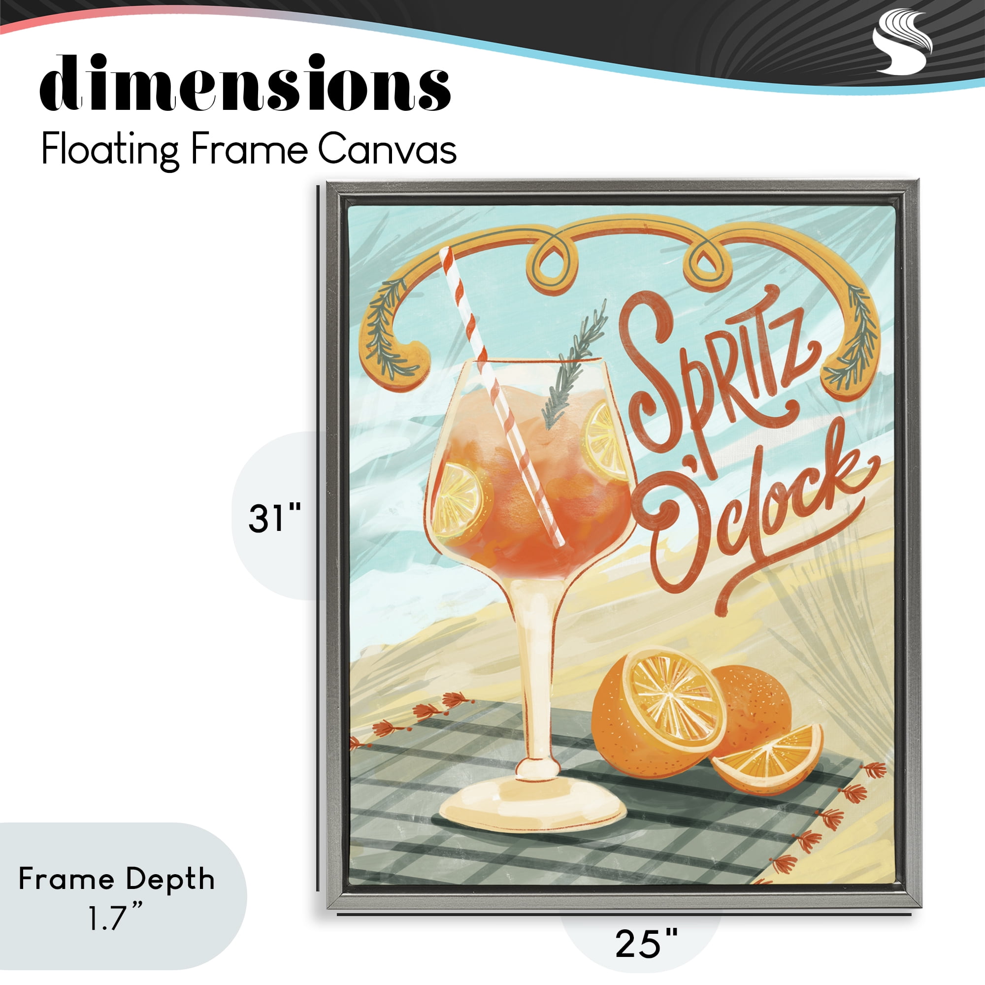 Stupell Industries Spritz O'Clock Citrus Cocktail Gray Framed Floater Canvas Wall Art, design by Connie Summers