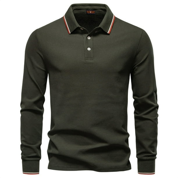pstuiky camisa de manga larga para hombre, Blusa/camisa de manga larga con cuello vuelto y botones ajustados para hombre Tops casuales para hombres xl