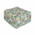 thumbnail image 1 of Colorful Rectangle Pouf, Vintage Style Chrysanthemum Flowers and Hoya Blooms Illustration, Under Desk Foot Stool for Living Room Office Ottoman with Cover, 25", Pale Blue Grey Multicolor, by Ambesonne, 1 of 4