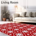 thumbnail image 2 of ODIKA 8'x10' Machine Washable Non-Slip Area Rug, Vintage Snowflake Medallion Holiday Festive Winter Wonderland High Traffic Rug, Red, 733079, 2 of 5