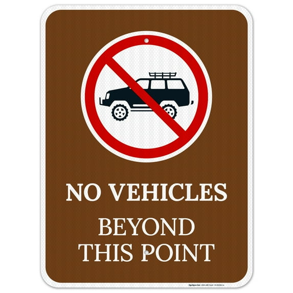 No Vehicles Beyond This Point With Symbol Sign,