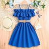 thumbnail image 2 of KONDYS Toddler Girls Summer Sleeveless Solid Color Princess Dress Dance Party With Belt Clothes Beautiful Casual Girl's Princess Dress, 2 of 4