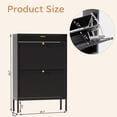 thumbnail image 3 of Brafabhome Shoe Storage Cabinet with 2 Flip Drawers, Modern Freestanding Narrow Fluted Shoe Cabinet with Drawer for Entryway, Hallway | Black, 3 of 8