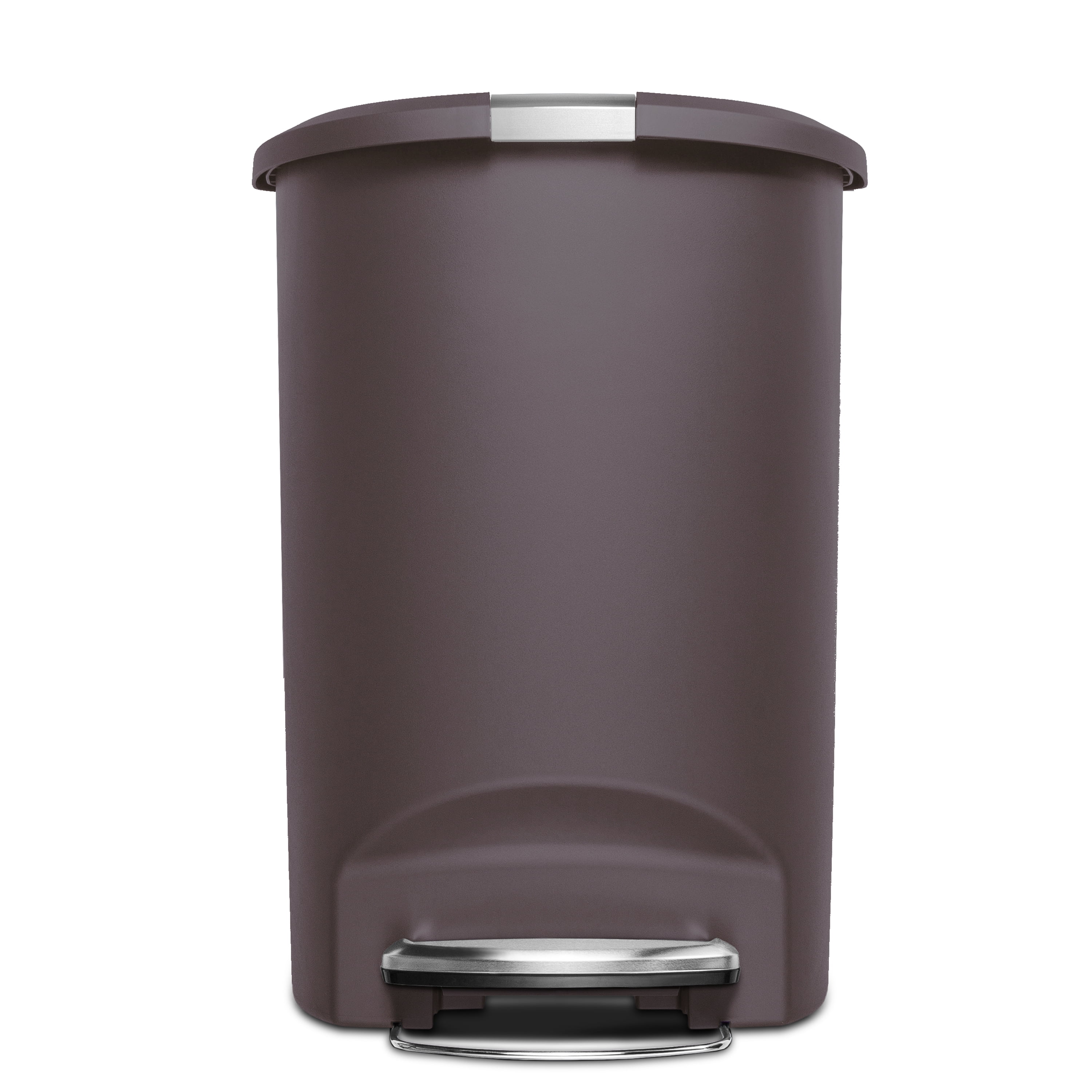 simplehuman Kitchen Trash Can, 13 Gallon Plastic Step Garbage Bin with Secure Slide Lock Lid, Brown