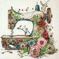 thumbnail image 1 of Máquina Coser Flores Nostálgicas Retro Diamante Parcial Wdftyju Serie Abstracta Resina 30 * 30 CM, 1 of 9