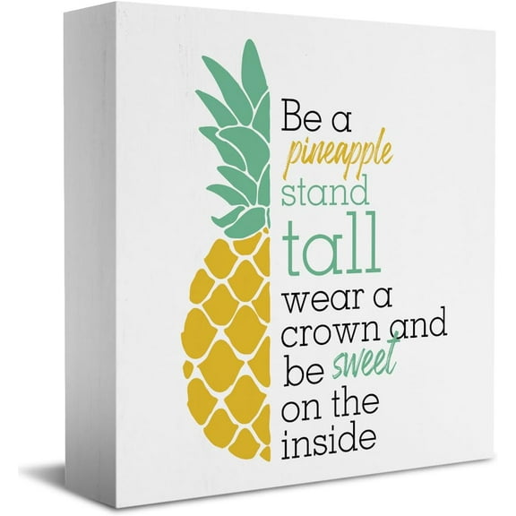 Zomyto 5"x5" Summer Decor Pineapple Decor Beach Decor for Bedroom Tropical Room Decor Office Shelf Decor Inspirational Coastal Ocean Decor