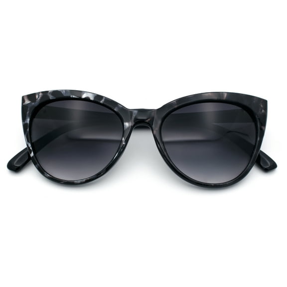 SA106 Womens Pearl Color Cat Eye Sunglasses Black Tortoise - Smoke