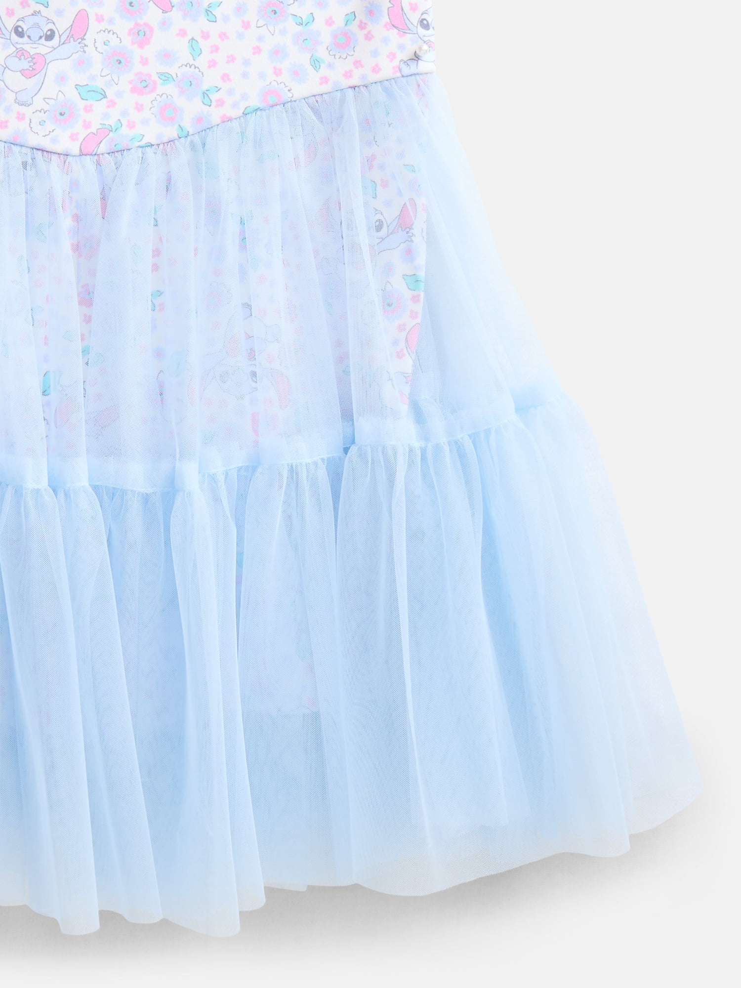 Stitch Girls Sleeveless Allover Print Tulle Romper, Sizes 4-12