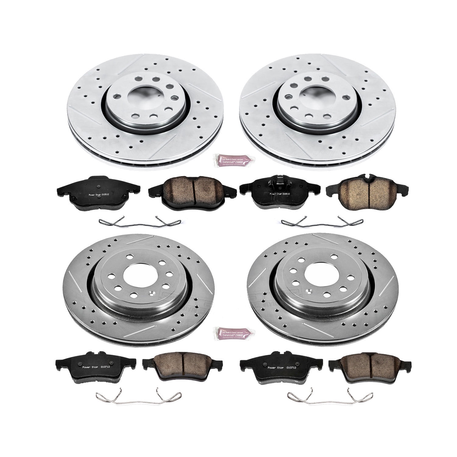 PowerStop Front and Rear Z23 Evolution Sport Carbon-Fiber Ceramic Brake Pad and Drilled & Slotted Rotor Kit Fits: SAAB Select Models K986