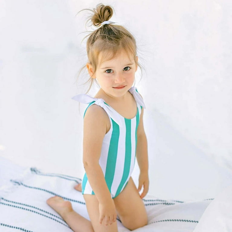 Pearl Bow Sling Swimsuit Small Chest Girls One-Piece Swimsuit