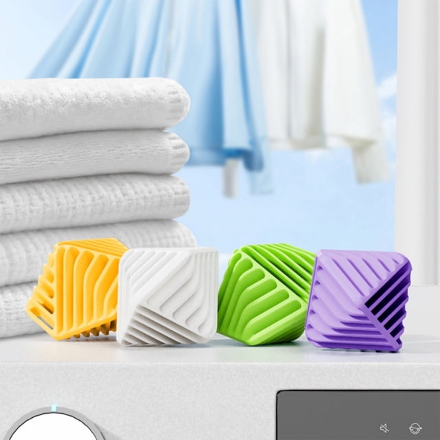 CQCYD 4Pcs Laundry Ball, Non-Tangling Laundry Cleaning Ball, Thermoplastic Rubber Washing Machine Ball, Clothes Detangler for Laundry Care, Fabric Protector for Shirts Socks Towels