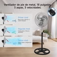 thumbnail image 2 of Aigostar Ventilador de Pedestal de 18 Pulgadas, Aspas Metálicas, Gran Flujo de Aire, 3 Velocidades, Oscilación de 90°, Altura Ajustable, Silencioso, Color Negro, para Uso Interior y Exterior, 2 of 8